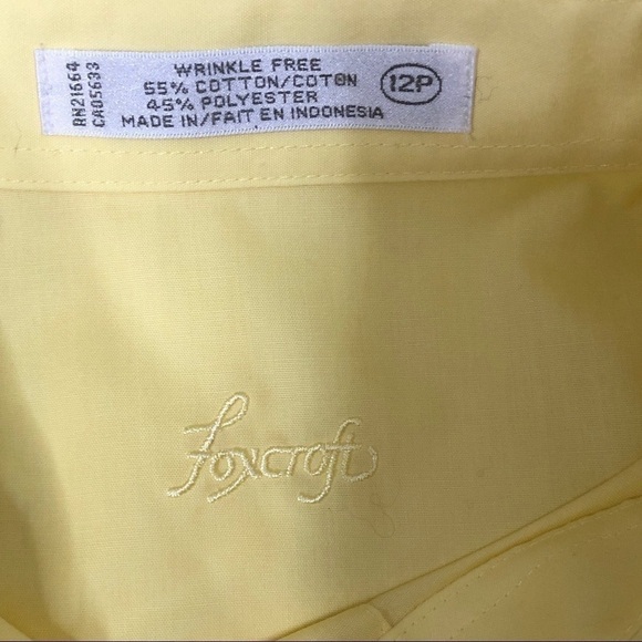 NEW - FOXCROFT Wrinkle Free Cotton Yellow Long Sleeve Button Down Top - Size 12P - Picture 3 of 4